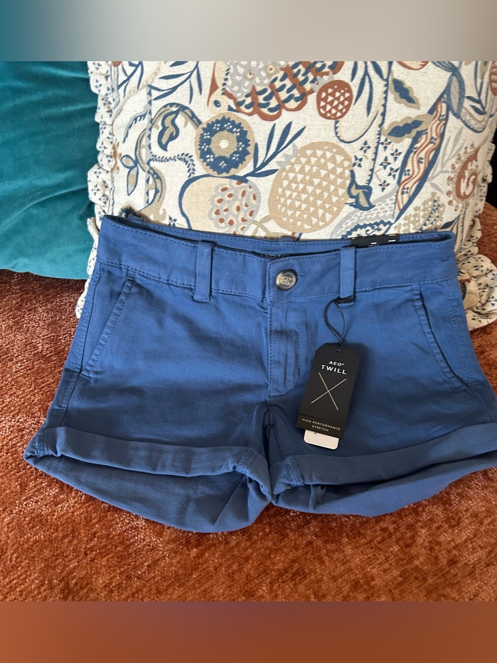 NWT- American Eagle Cuff Shorts- Sz 0 NASA Blue MSRP $39
